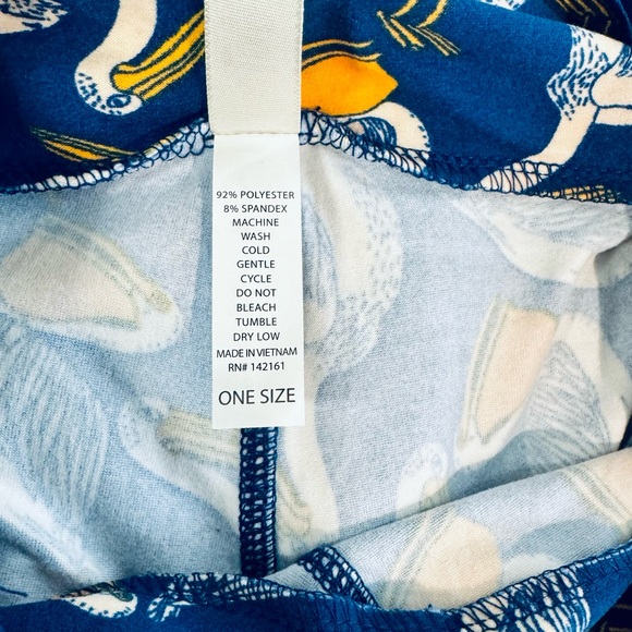 Lularoe Leggings Pelican Navy Print One Size NEW! - Picture 5 of 12